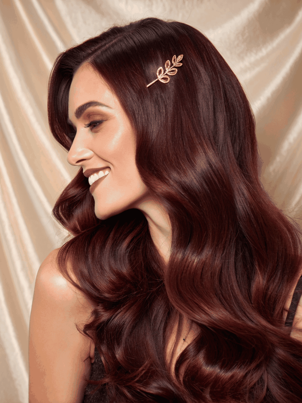 High-shine chocolate brunette hair waves